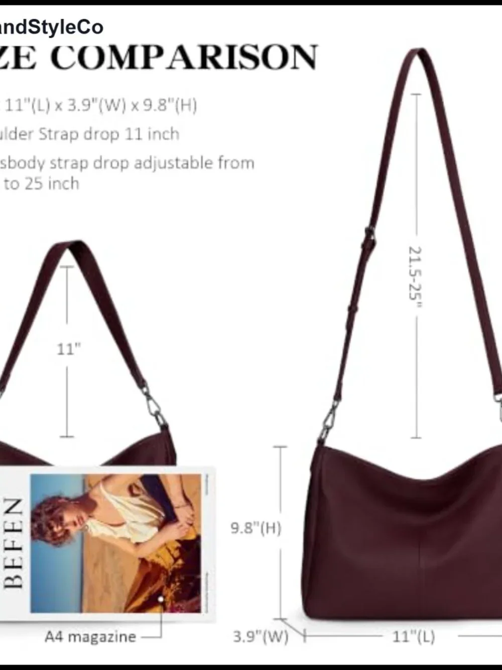 Genuine Leather Hobo Shoulder Bag Crossbody Purse for Women